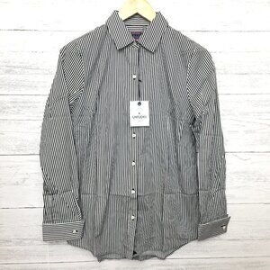 New UNTUCKit Women's Julianna Shirt Black White Stripe Button Up Long Sleeves 2